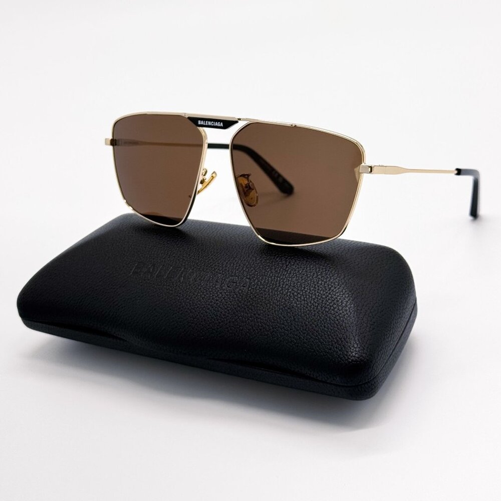 NEW BALENCIAGA SUNGLASSES BB0246SA 003 GOLD MEN EYEWEAR BALENCIAGA